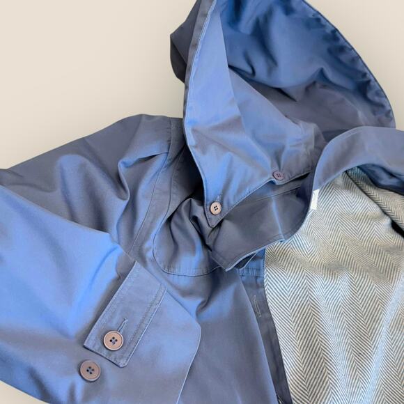 London Fog Vintage Maincoats Wool Blend Liner Trench Coat Hooded Womens 14 Blue - Picture 11 of 15